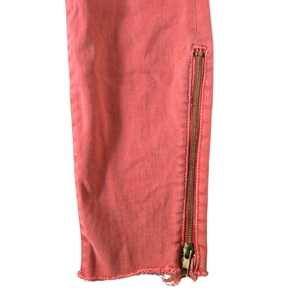 MOTHER The Looker Zip Fray Blow Out Orange Jeans Pants Distressed 26 Skinny - Picture 3 of 11